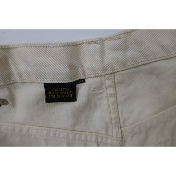 Deadstock Vintage 90s Fila Mens 38x34 Spell Out Baggy Skateboard Jeans Cream - Picture 11 of 16